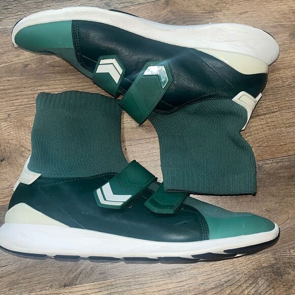 Tory Burch Sport Chevron Sock Sneaker High Top in Conifer Green - Picture 2 of 5